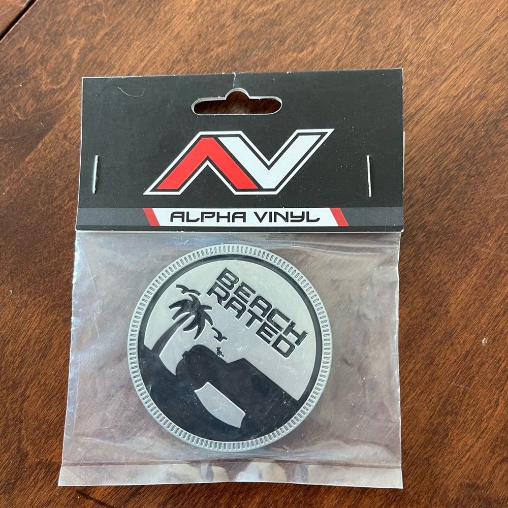 Beach Rated, Alpha Vinyl Jeep Badge, fender decal